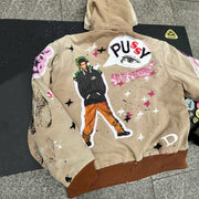 Hip-hop street stitching zipper jacket
