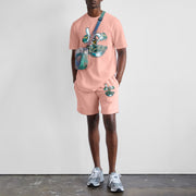 Casual printed short sleeve sports suit