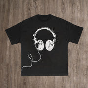 Casual Headphones Print Two Piece Set