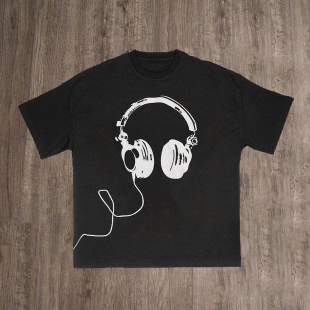 Casual Headphones Print Two Piece Set