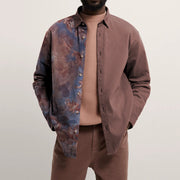 Retro print stitching fashion shirt