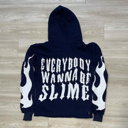 Slime Life Flame Print Long Sleeve Hoodies