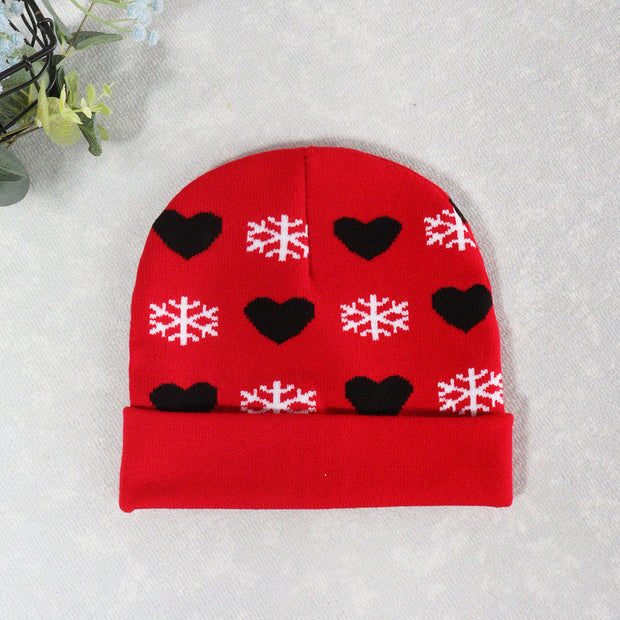 Jacquard Snowflake Heart Christmas Warm Beanie
