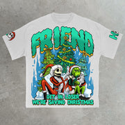 Christmas monsters printed casual street cotton T-shirt