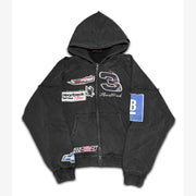 Street Style Vintage Double Hood Zip-Up Hoodie