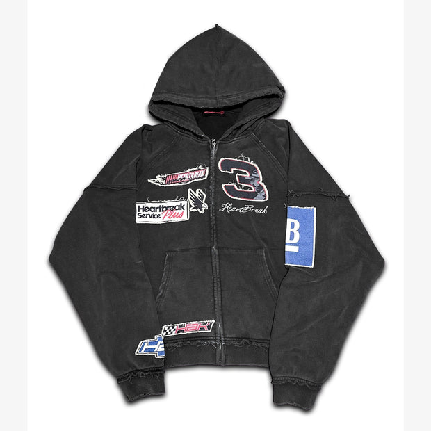 Street Style Vintage Double Hood Zip-Up Hoodie