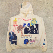 Street style personality fashion men's printed long-sleeved hoodie