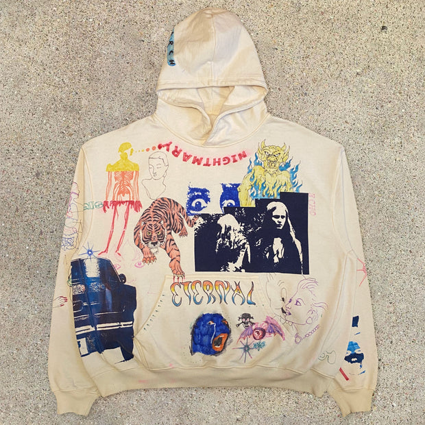 Street style personality fashion men's printed long-sleeved hoodie