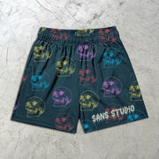 Skull Print Elastic Shorts