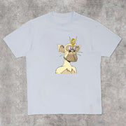 Cartoon personality retro street short-sleeved T-shirt