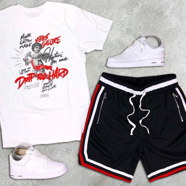 Graphic Print Short Sleeve Two-Piece Shorts