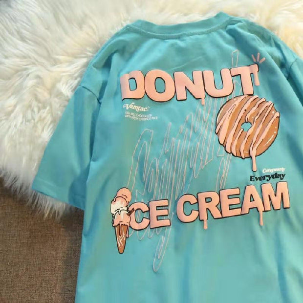 Trendy three-dimensional printed texture short-sleeved T-shirt