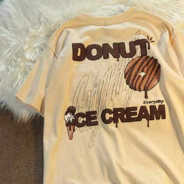 Trendy three-dimensional printed texture short-sleeved T-shirt