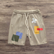 Fashion contrast print personality shorts