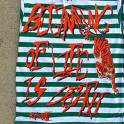 Fashion stripe print personality street long-sleeved T-shirt