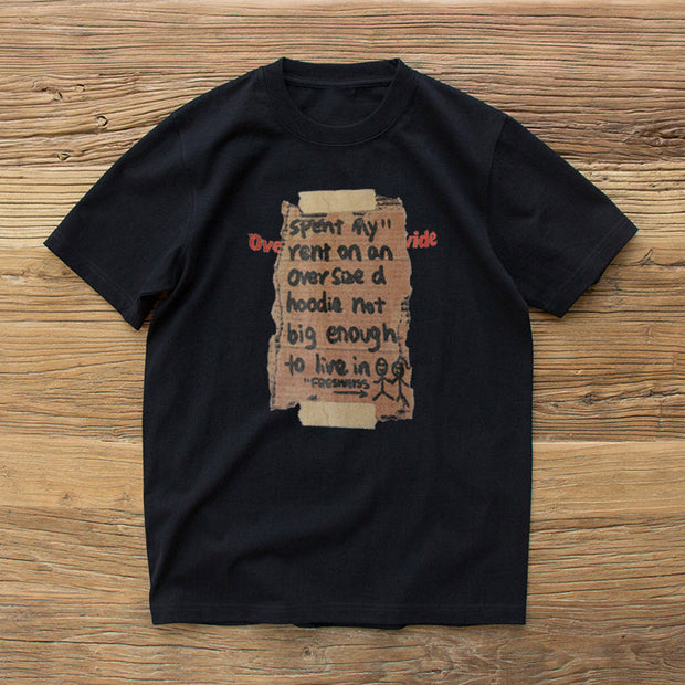 Fashion letter retro print short-sleeved T-shirt