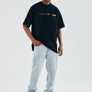 Flame print hip-hop casual short-sleeved T-shirt