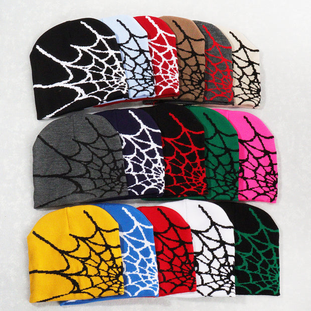 Spider web Y2K jacquard hat for men and women