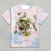 Skull Print Tie-Dye Short Sleeve T-Shirt