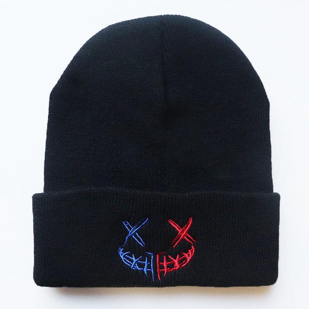 Funny smiley embroidered knitted hats for boys and girls