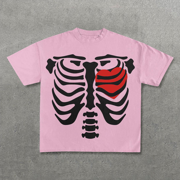 Ribs Print Short Sleeve T-Shirt