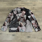 Hippie Character Print Long Sleeve Zipped Jacket