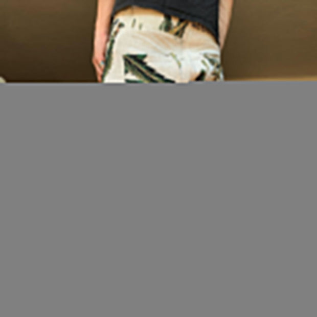 Retro street style trousers with leaf summer print