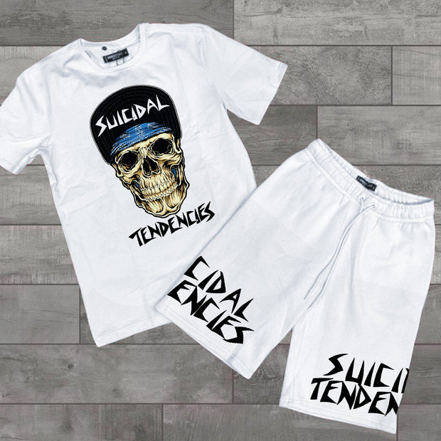 Letter Skull Print Shorts Set