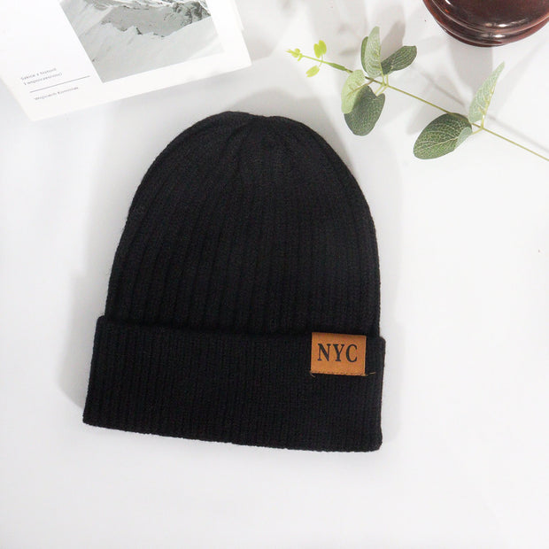 Casual and versatile NYC letter wool knitted hat Japanese style
