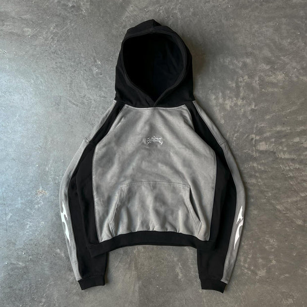 Personalized street color contrast print hoodie