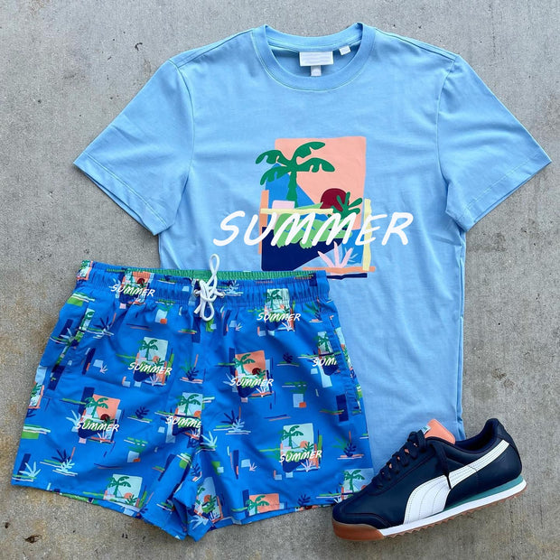 Leisure resort style short-sleeved sports suit