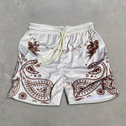 Paisley Graphic Print Elastic Shorts