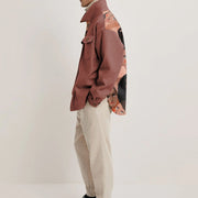 Fashion stitching print contrast lapel jacket jacket