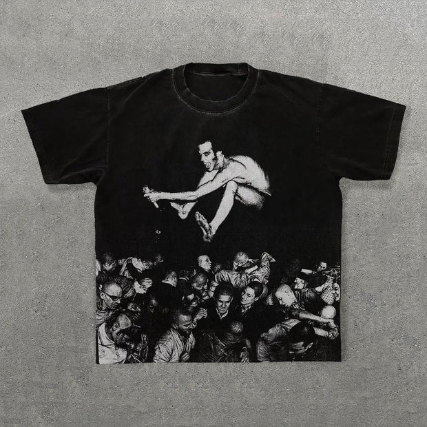 Cheering Print Short Sleeve T-Shirt