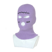 Embroidered Ski Three Hole Knit Hat Ski Warm Ear Guard Head Cover