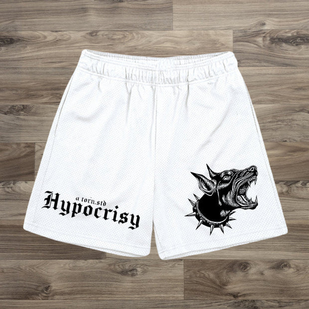 graphic print elastic shorts