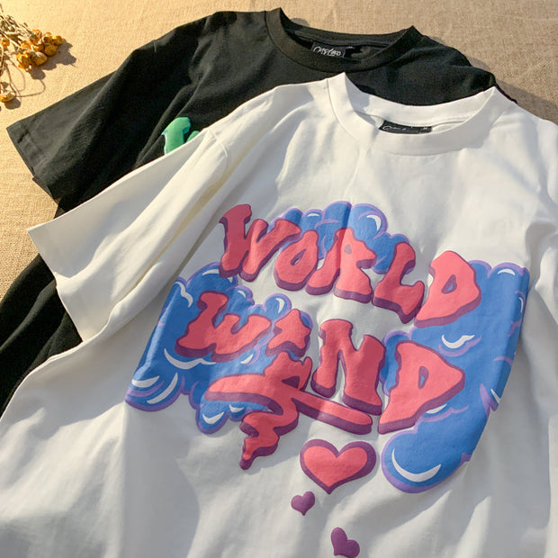 Personalized street loose letter print T-shirt