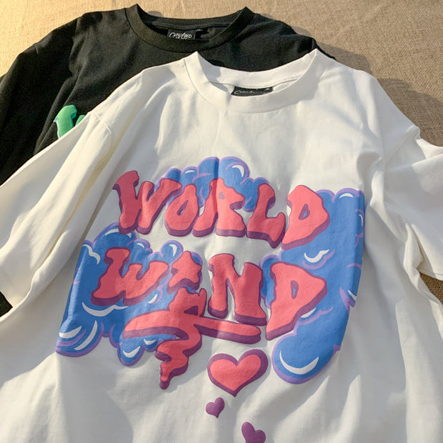 Personalized street loose letter print T-shirt