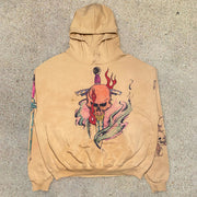 Street style personality men's skull print hoodie
