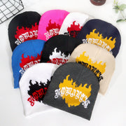 Trendy pullover love flame jacquard knitted hat