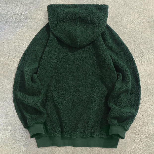 Vintage Print Casual Fleece Hoodies