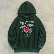 Vintage Print Casual Fleece Hoodies