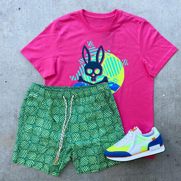 Fashion Personality Print Short Sleeve Shorts Two Piece Set