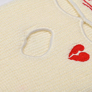 Sunscreen warm ear protection wool hat ski windproof mask embroidered three-hole knitted hat