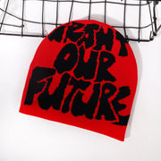 Lettering jacquard knitted hat