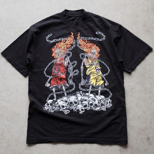 Statement street style skull print T-shirt