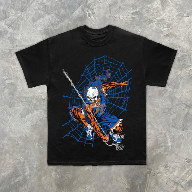 Spider skull casual street short sleeve T-shirt