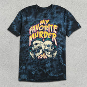 Skull Print Tie-Dye Short Sleeve T-Shirt