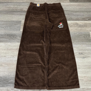 Embroidered solid corduroy trousers