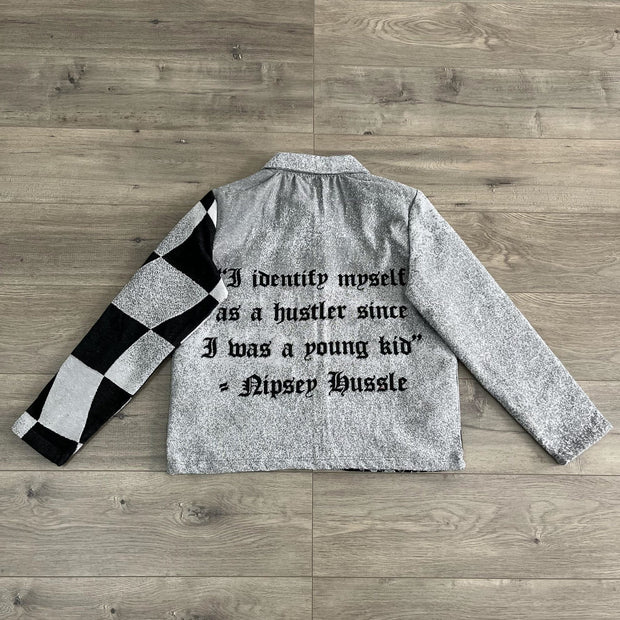 Figure Letters Print Zipped Jacket